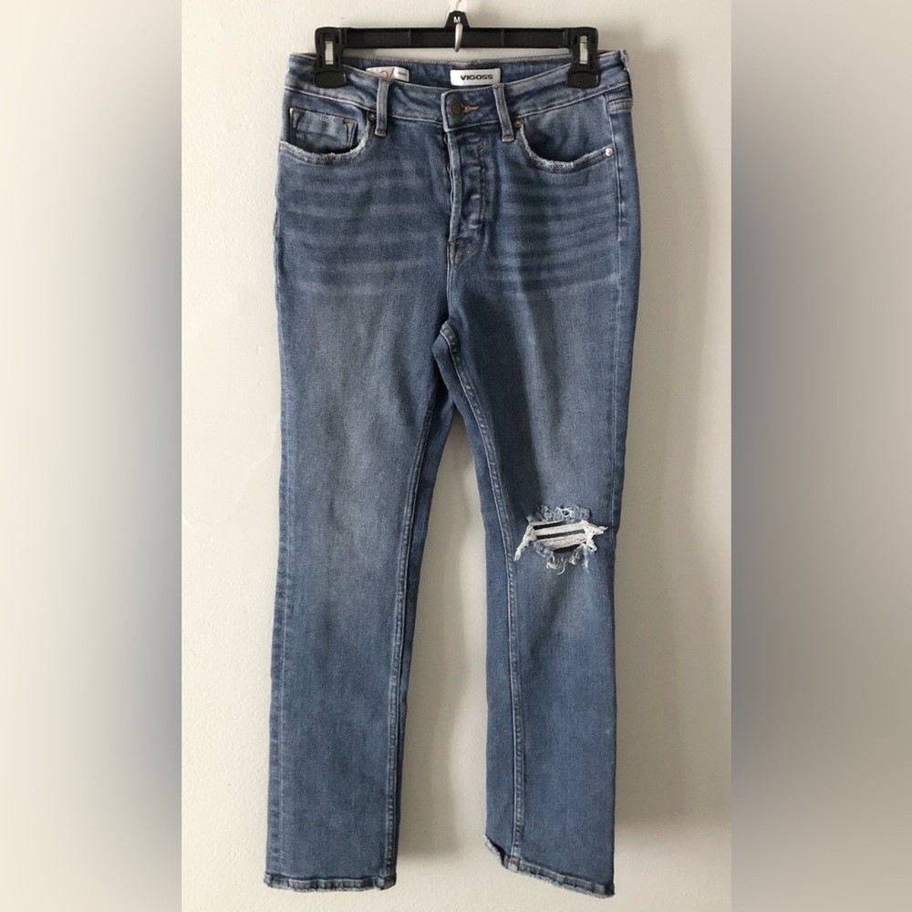 Y2K Vigoss Distressed Blue Straight Leg Jeans 27